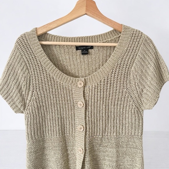 August Silk Knit Button-Front Cardigan – Size M - Picture 3 of 6